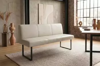 Kawola ELEEN Esszimmerbank Leder hellgrau 143cm (KA436405L17)