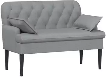 vidaXL Zweisitzer-Sofa mit Knopfheftung, hellgrau, Stoff (42041796)