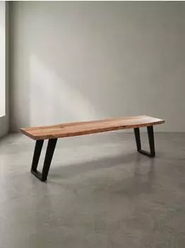 KADIMA DESIGN Esszimmerbank Akazie Massivholz Baumkante U-Beine 160x40x46cm