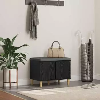 vidaXL Flurbank mit Kissen und Stauraum, schwarze Eiche, 60x38x46cm (891521)