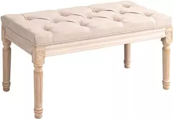 HomCom Polsterbank mit Kn&ouml;pfen, beige (80x40x43cm)