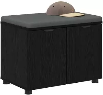 vidaXL Flurbank mit Kissen und Regal, schwarze Eiche, 60x38x46cm (891473)
