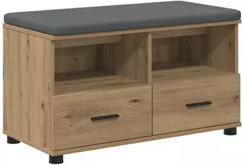 vidaXL Eingangsbank mit Kissen und Schublade, Holzwerkstoff und Stoff