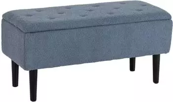 HomCom Sitzbank mit Stauraum, Klappdeckel, Samt, blau