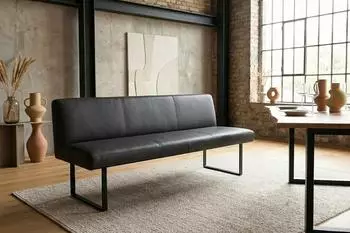 Kawola ELEEN Esszimmerbank Leder schwarz 183cm (KA436401L4)