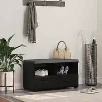 vidaXL Flurbank mit Kissen mit Regal Schwarze Eiche 80 x 38 x 46 cm