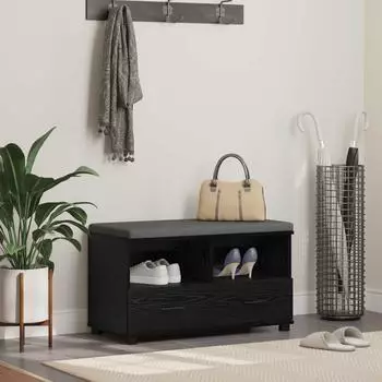 vidaXL Flurbank schwarz, Eichen-Optik, 80x38x46cm