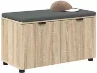 vidaXL Flurbank mit Kissen mit Regal Sonoma-Eiche 80 x 38 x 46 cm