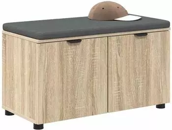 vidaXL Flurbank mit Kissen und Regal Sonoma-Eiche 80x38x46cm (891482)