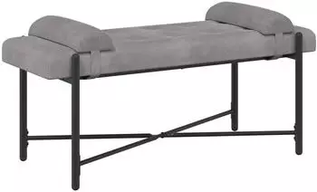 vidaXL Knopfgepolsterte Bank mit Kissen, hellgrau, Samt, 110x40x46cm (42038385)