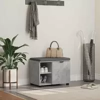 vidaXL Flurbank mit Kissen mit Regal mit T&uuml;r Betongrau 60 x 38 x 46 cm