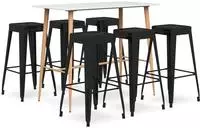 vidaXL 7-tlg. Bar-Set Wei&szlig; und Schwarz