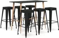 vidaXL 7-tlg. Bar-Set Schwarz