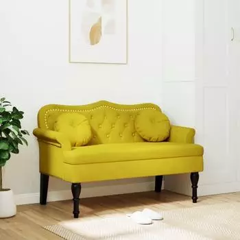 vidaXL Sitzbank mit Kissen, Samt, gelb, 120,5x65x75cm (372146)