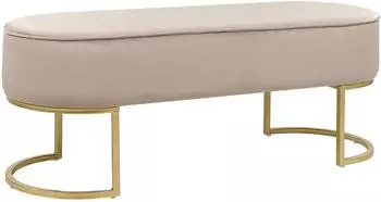 Beliani Milry Sitzbank Samtstoff beige, goldenes Gestell, 104cm
