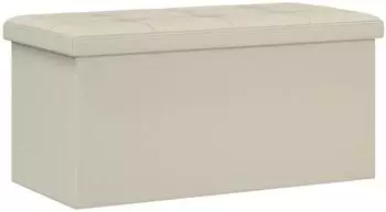 vidaXL Klappbare Aufbewahrungsbank wei&szlig;, Leinen, 80L, 180kg (42045231)