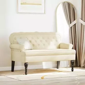vidaXL Chesterfield Sitzbank Kunstleder, creme, 119,5x64,5x75cm (42019295)