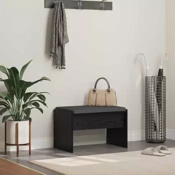 vidaXL Eingangsbank mit Kissen, Holzwerkstoff, schwarze Eiche, 63x38x40cm