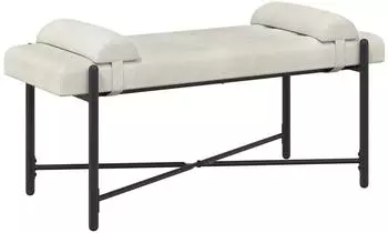 vidaXL Knopfgepolsterte Bank mit Kissen, Samt, creme, 110x40x46cm (42038393)