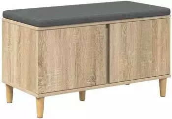 vidaXL Flurbank mit Kissen und Stauraum, Sonoma-Eiche, 80x38x46cm (891530)