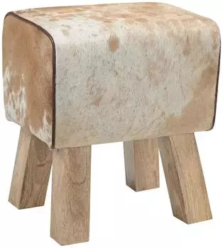 vidaXL Essbank Echtleder braun und wei&szlig;, 40x30x45cm
