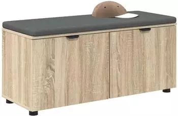 vidaXL Flurbank mit Kissen und Regal, Sonoma-Eiche, 100x38x46cm (891490)