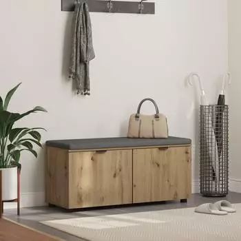 vidaXL Flurbank mit Kissen und Regal Artisan-Eiche 100x38x46cm (891495)