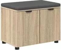 vidaXL Flurbank mit Kissen mit Regal Sonoma-Eiche 60 x 38 x 46 cm