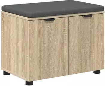 vidaXL Flurbank mit Kissen und Regal, Sonoma-Eiche, 60x38x46cm