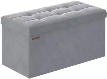 Songmics Minota Sitzbank mit Stauraum, Samt, taubengrau (LSF247G02)