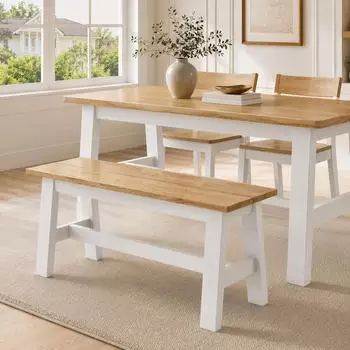 HomCom Sitzbank Kautschukholz, Eiche, 95x30x45cm (800001147539)