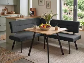 Beautysofa Zerra Eckbank L-Form, Curio-Stoff, graphit, 192x153cm
