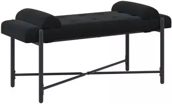 vidaXL Knopfgepolsterte Bank mit Kissen, Samt, schwarz, 110x40x46cm (42038391)