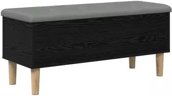 vidaXL Aufbewahrungsbank mit Kissen, schwarz, Eichen-Optik, 102x42x46cm (8017751)