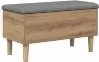 vidaXL Aufbewahrungsbank mit Kissen Artisan-Eiche 82 x 42 x 46 cm