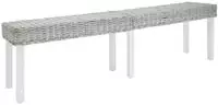 vidaXL Sitzbank Wei&szlig; 160x35x45 cm Natur Kubu Rattan & Massivholz Mahagoni