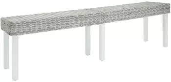 vidaXL Sitzbank 160x35x45cm Kubu Rattan & Mahagoni Massivholz, wei&szlig; (344877)