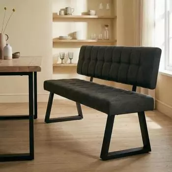 Idimex KORSI Esszimmerbank mit Lehne, Kunstleder, schwarz, 3-Sitzer (800001489682)