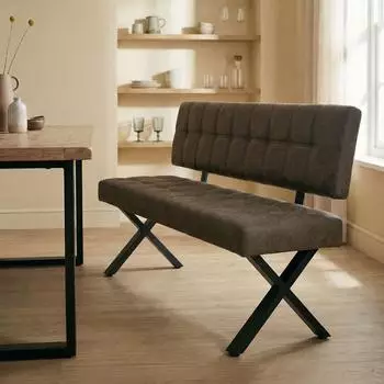 Idimex KAROSI Esszimmerbank mit R&uuml;ckenlehne, Vintage-Lederoptik, dunkelbraun