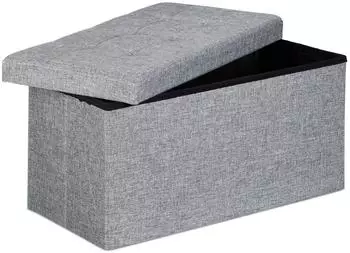 Relaxdays Faltbarer Sitzw&uuml;rfel mit Stauraum 85L, grau (38x38x76cm)
