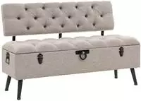 vidaXL Aufbewahrungsbank mit R&uuml;ckenlehne 110 cm Creme Stoff