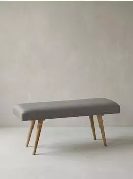 KADIMA DESIGN Sitzbank Stoff/Massivholz Retro gepolstert, grau, 117x51x38cm (800001037009)