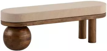 Wohnling Sitzbank Mango Massivholz, Stoffbezug beige, 140x47,5x41,5cm (WL7.315)