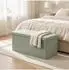 Relaxdays Sitzbank mit Stauraum, Teddystoff, faltbar, salbeigrün, 76x38x38cm