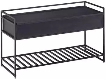 KADIMA DESIGN Sitzbank mit Stauraum, Mangoholz/Metall, schwarz, 90x38x52cm