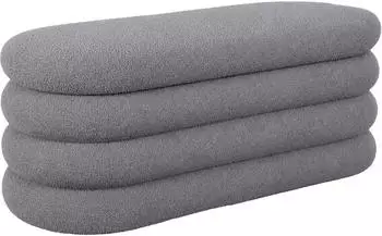 Relaxdays Truhenbank mit Stauraum, Teddystoff, grau, 110x42x45cm
