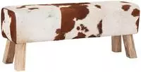 vidaXL Bank 110 x 30 x 45 cm Echtes Leder Braun und Wei&szlig;