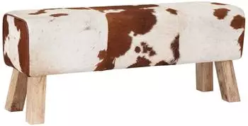 vidaXL Sitzbank 110x30x45cm Echtleder braun/wei&szlig;