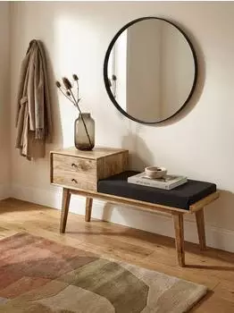 KADIMA DESIGN Sitzbank Stoff/Massivholz mit Stauraum, 120x65x40cm, schwarz (800001024354)