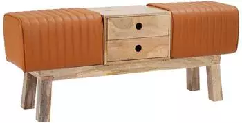 vidaXL Sitzbank 110x30x45cm Echtleder, braun